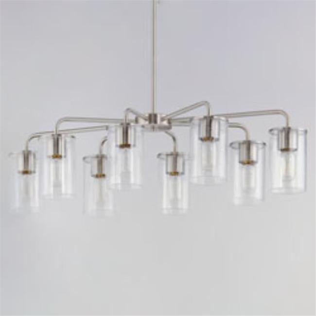 Sleek Satin Nickel 8-Light Chandelier with Glass Shades