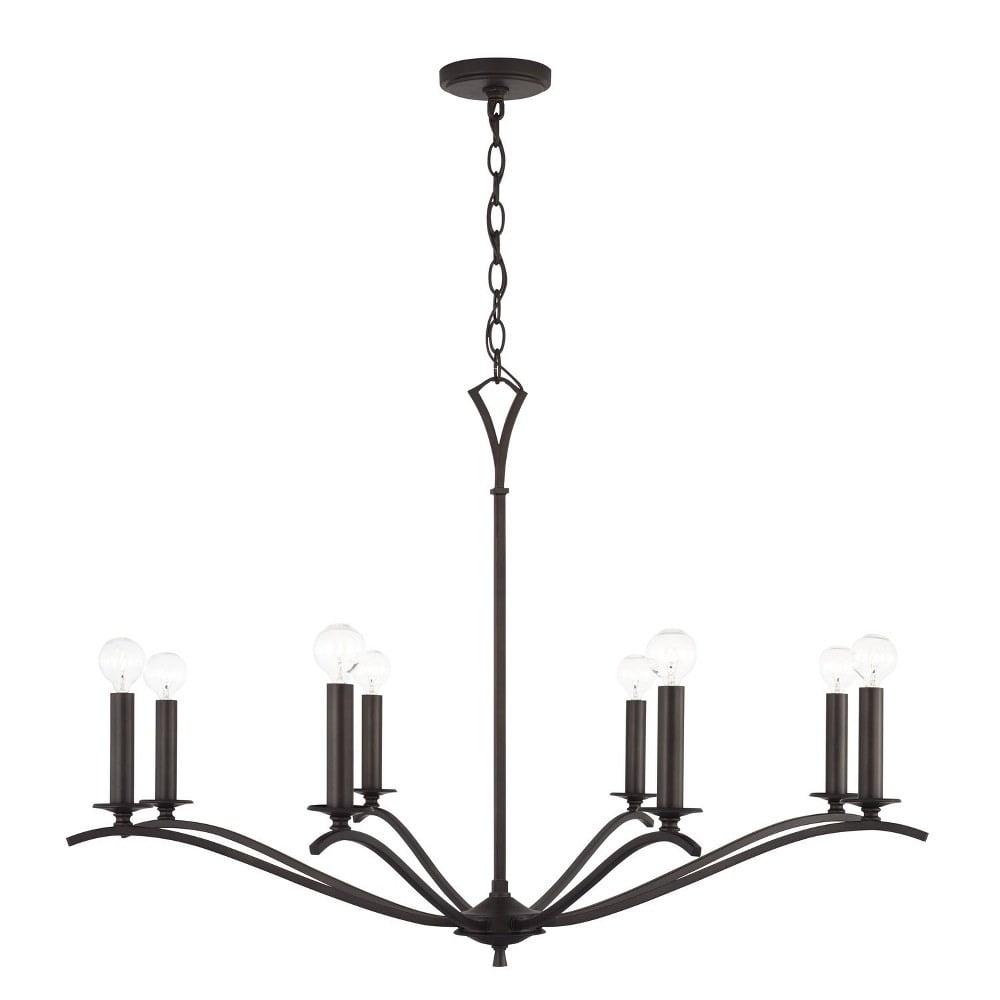 Jaymes Old Bronze 8-Light Candelabra Chandelier with Architectural Loop Detailing