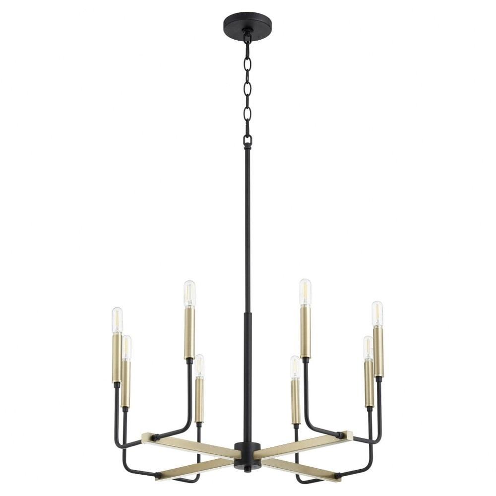 Contemporary Transitional Noir and Brass Seeded Glass Chandelier