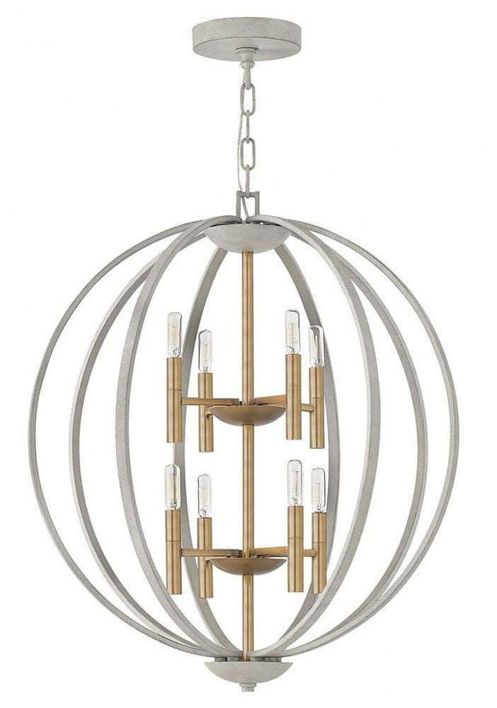 Euclid Cement Gray Modern Globe Chandelier with Gold Accents