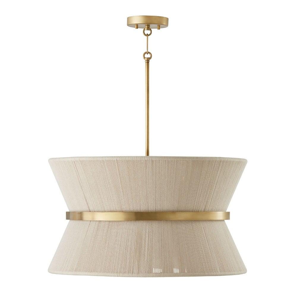 8 Light Pendant-Bleached Natural Rope/Patinaed Brass Finish Capital Lighting 341281Np