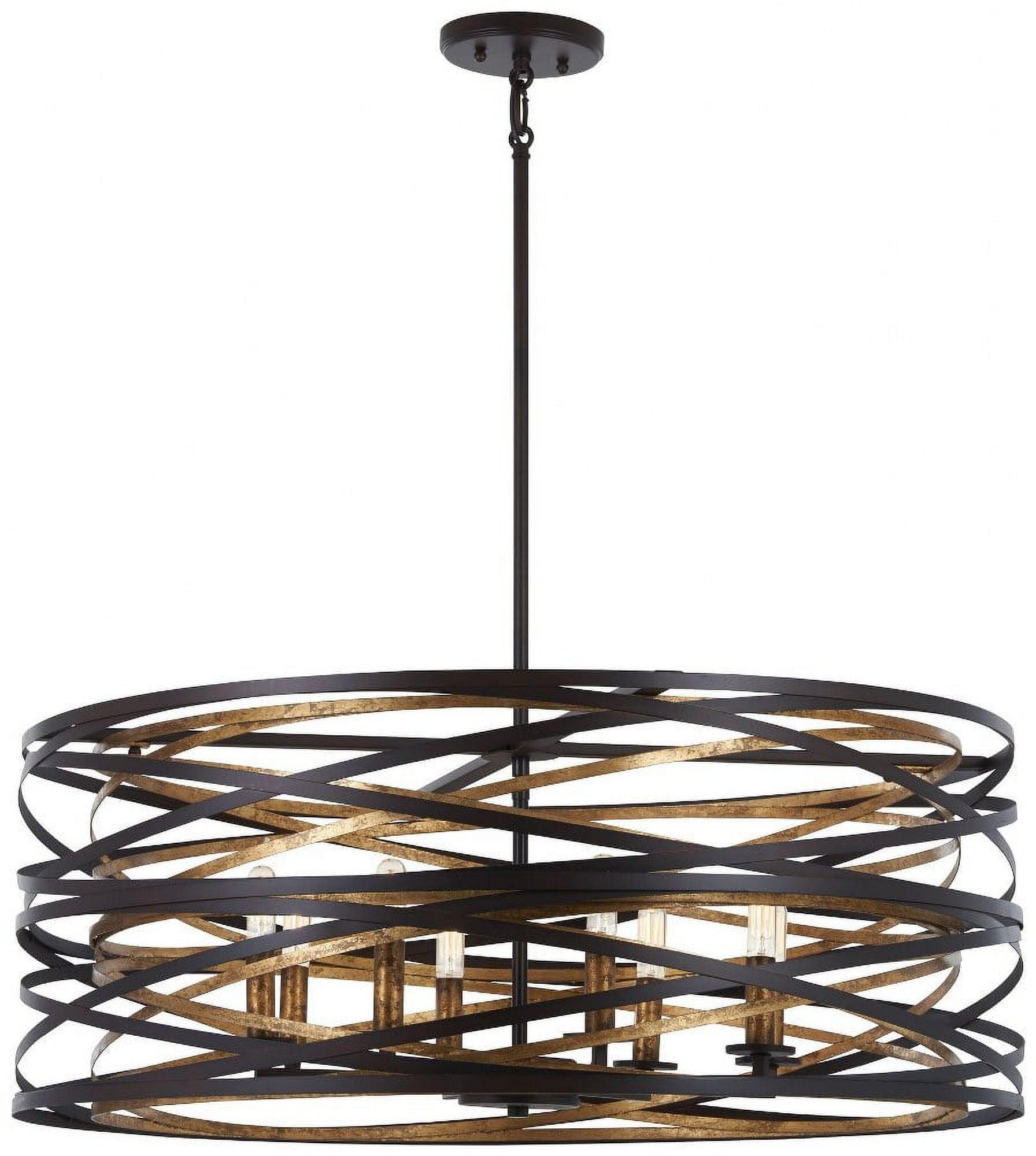 Vortic Flow Dark Bronze and Mosaic Gold 8-Light Contemporary Pendant