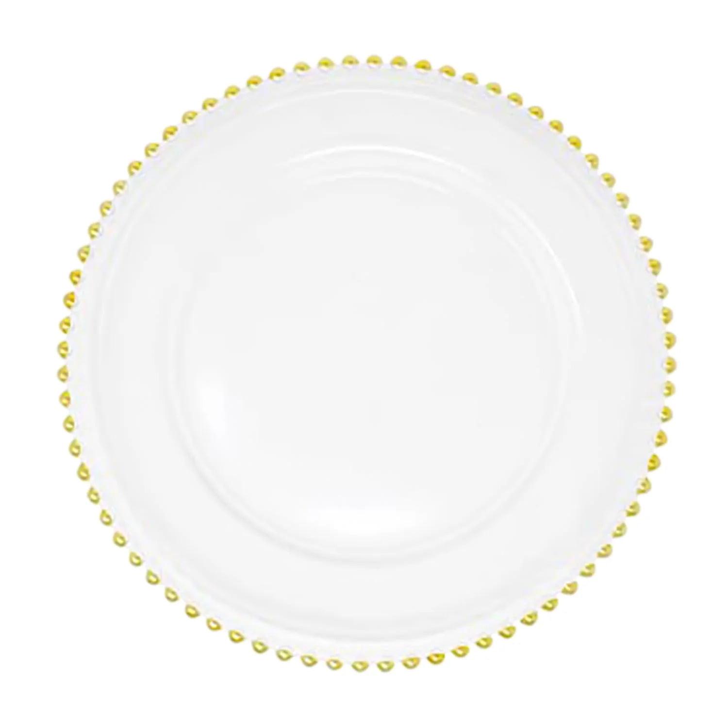 Gold Beaded Handcrafted Glass Charger Plates, 13-Inch, Set of 8