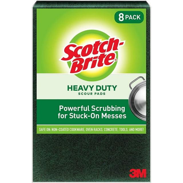 Scotch-Brite Heavy Duty Large Scour Pads, Scouring Pads for Kitchen and Dish Cleaning, 8 Pads