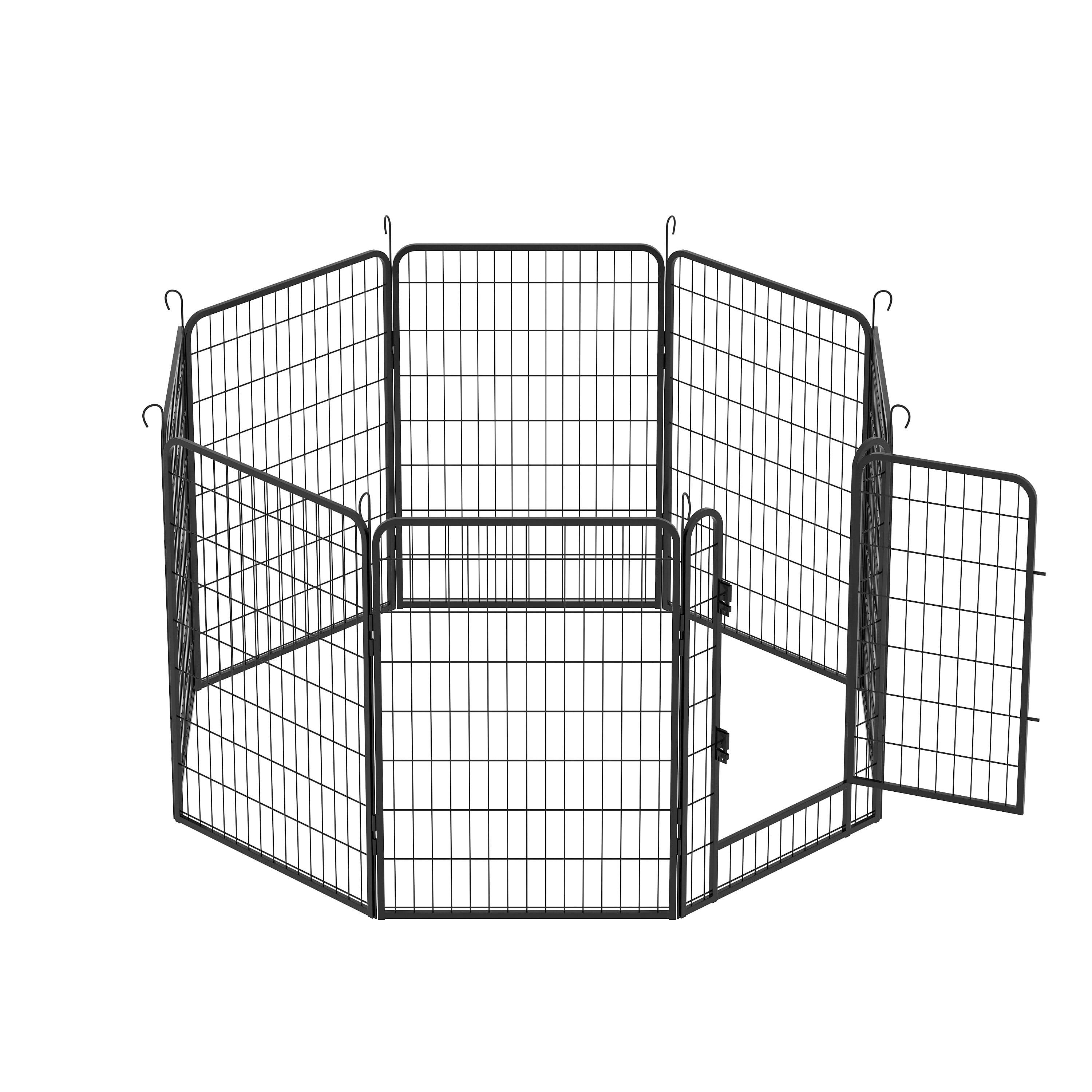 8-Panel Black Heavy Duty Metal Pet Playpen Kit