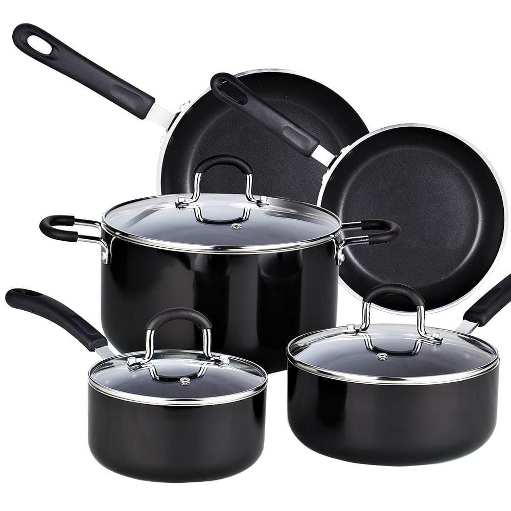 8-Piece Black Nonstick Aluminum Cookware Set