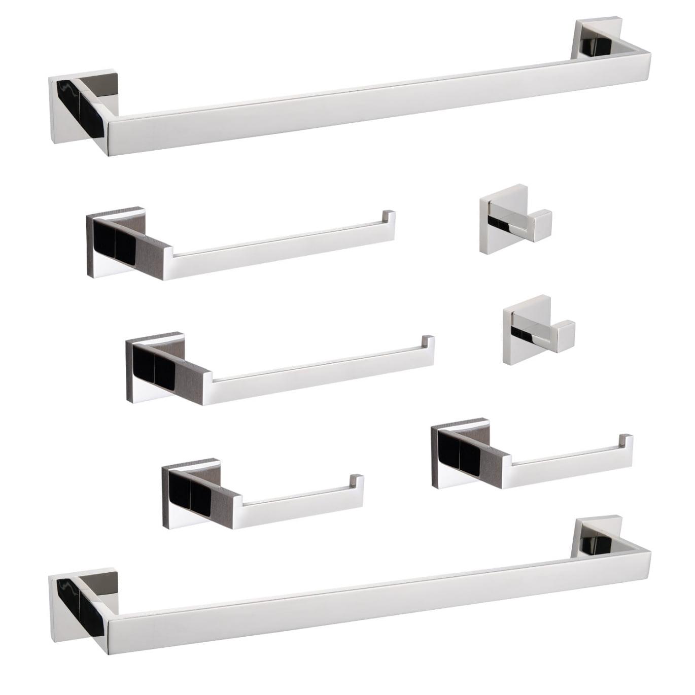 Chrome 8-Piece Stainless Steel Bathroom Hardware Set