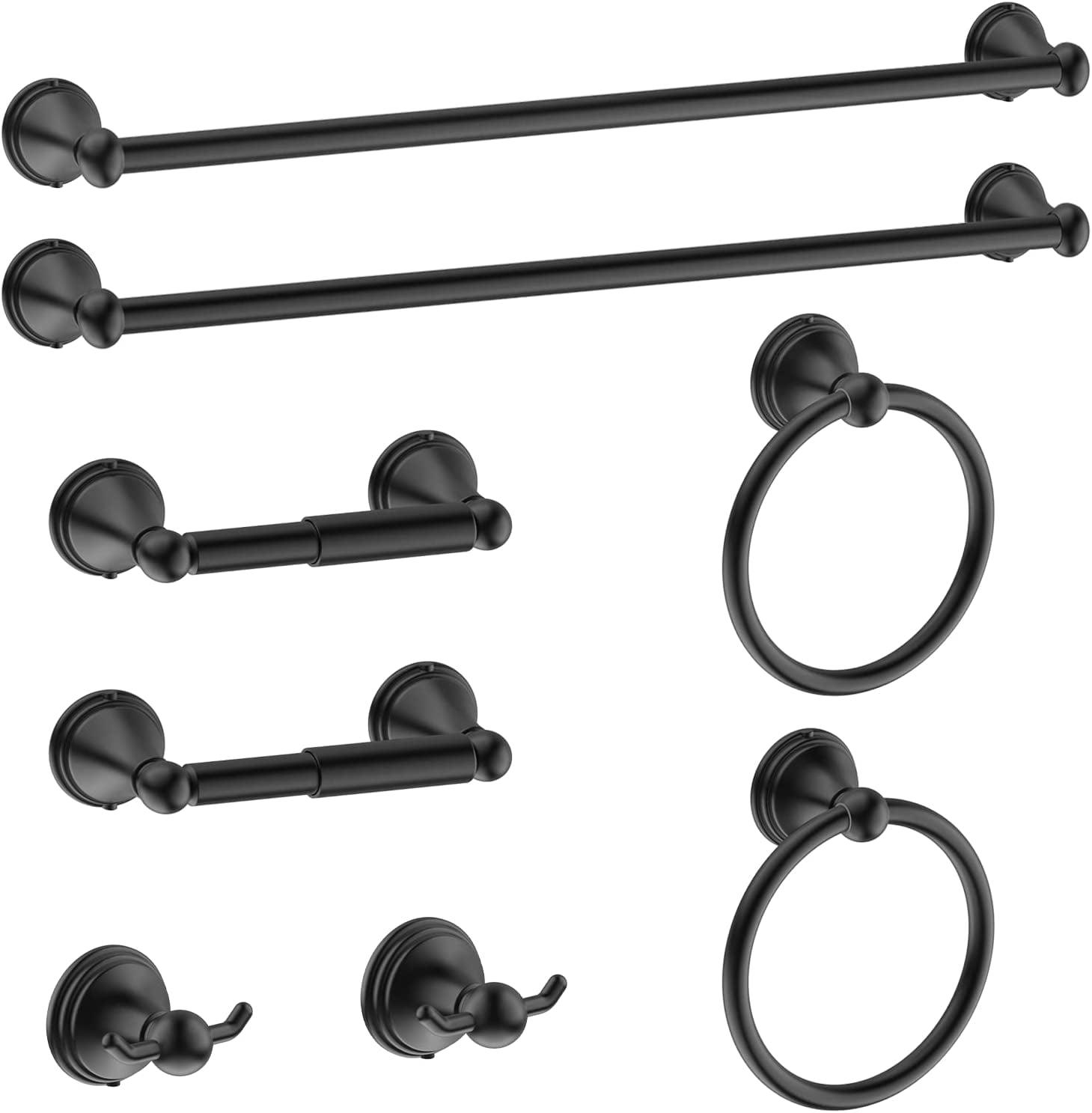 Matte Black 8-Piece Stainless Steel Bathroom Hardware Set