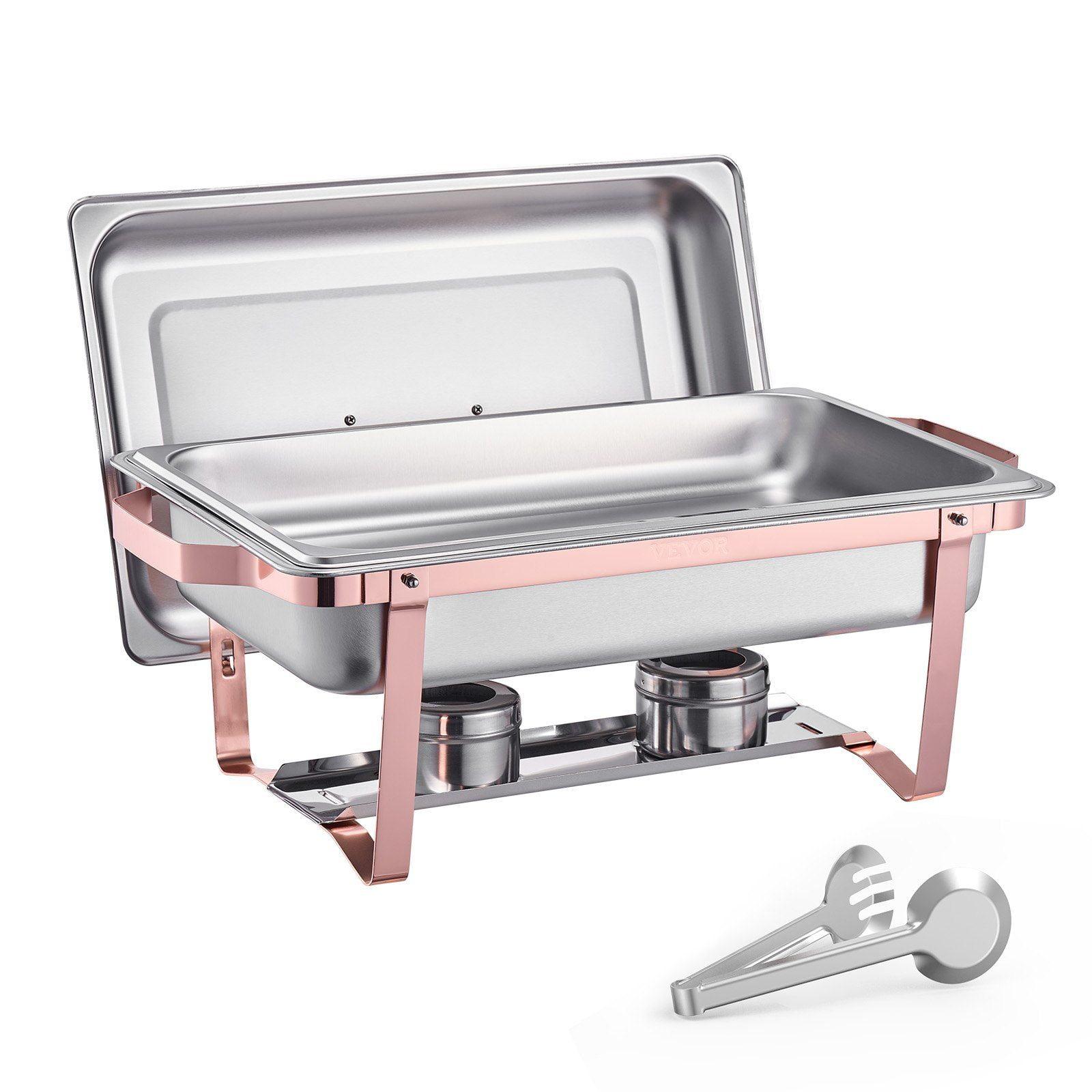 KFFKFF 2 Pack Chafing Dish Buffet Set, 8 Qt Stainless Steel Chafing Dishes with 2 Full Size Trays, Lid, Water Tray, Stand, and Fuel Holder, Ideal for Parties, Events, Wedding, Camping, Dinner