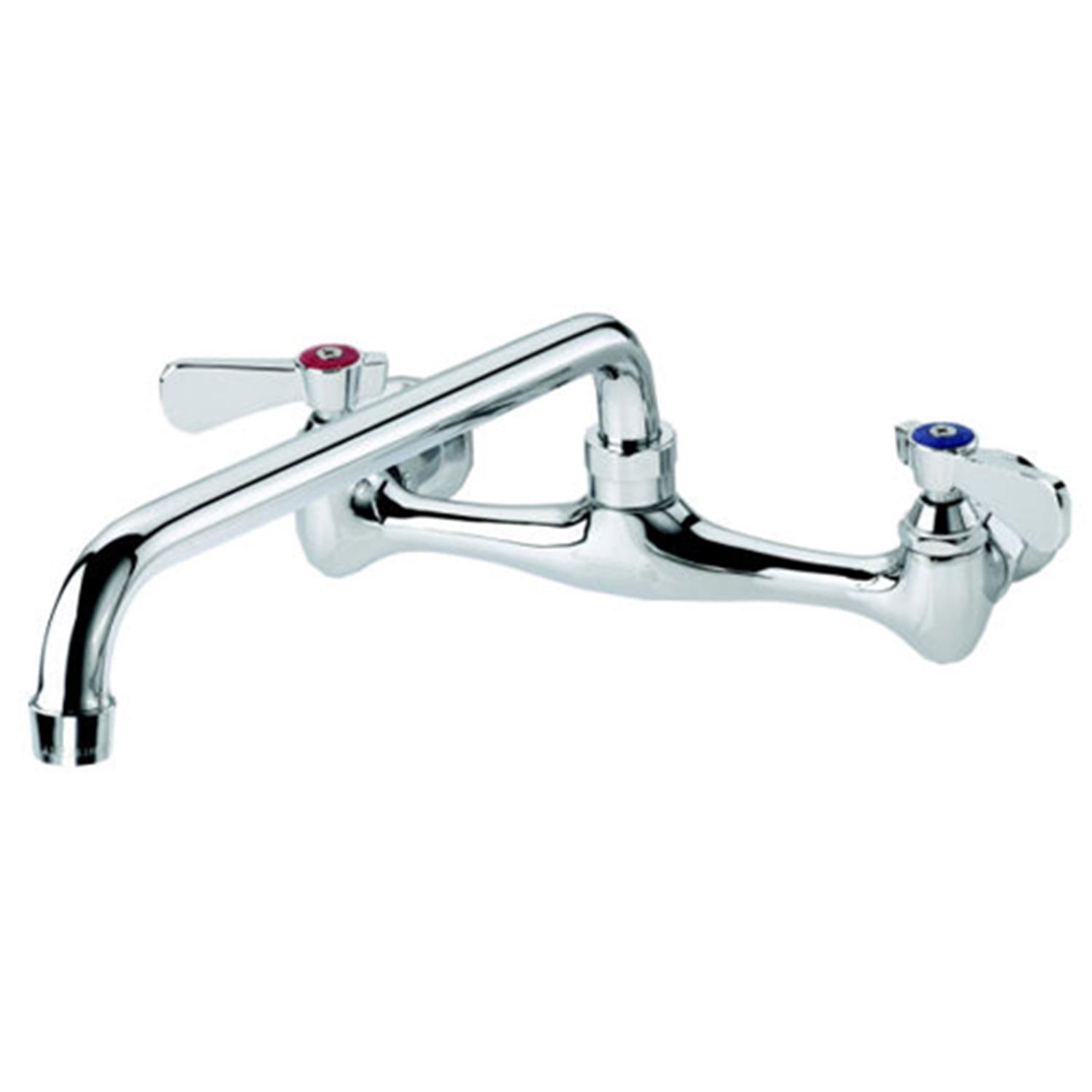 Chrome Commercial Wall Mount Faucet with 12" Swing Spout