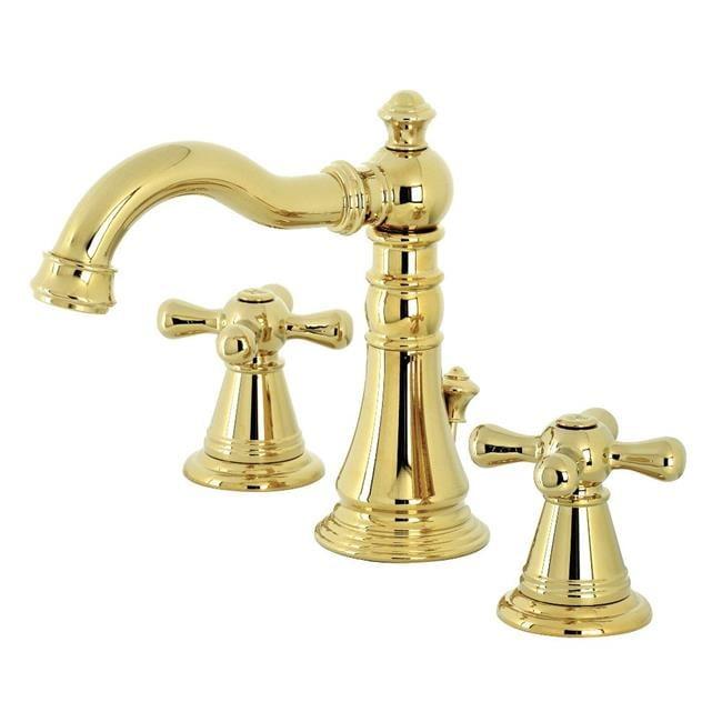 Kingston Brass American Classic Two-Handle 3-Hole Deck Mount Widespread Bathroom Faucet with Pop-Up Drain