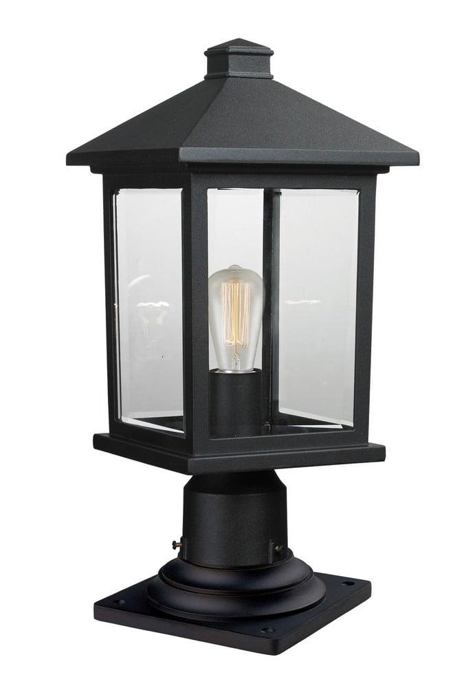 Z-Lite 531Phmr-533Pm Portland 18" Tall 1 Light Outdoor Lantern Pier Mount Light - Black