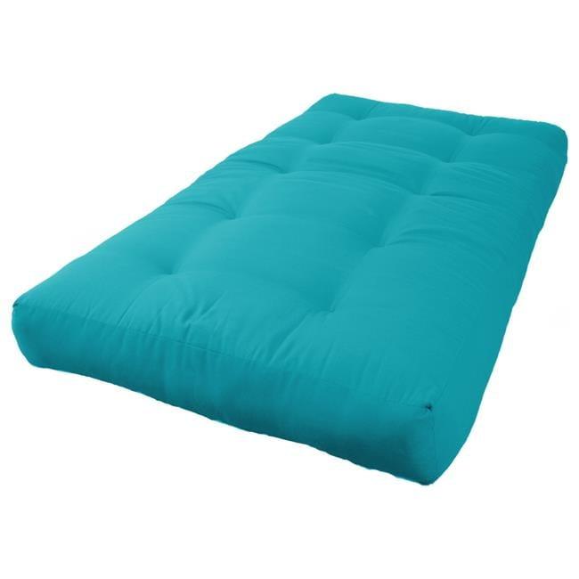 8 in. Renewal Twill Twin Size Futon Mattress, Aqua Blue