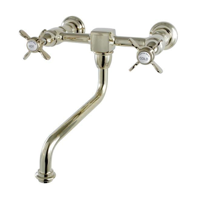 Polished Brass Wall Mount Double Handle Faucet