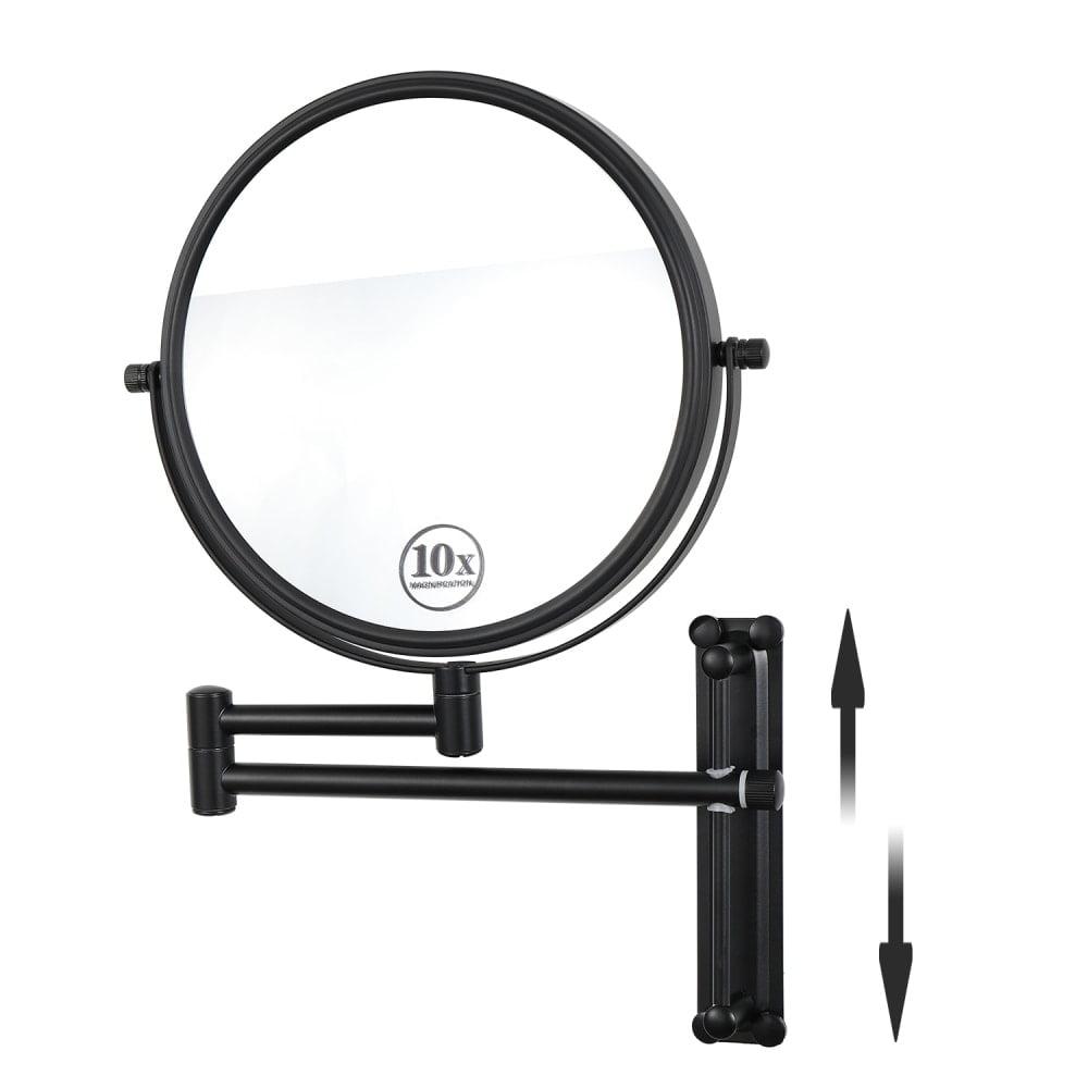 8 in. Wall Mounted Makeup Mirror in Black with Height Adjustable