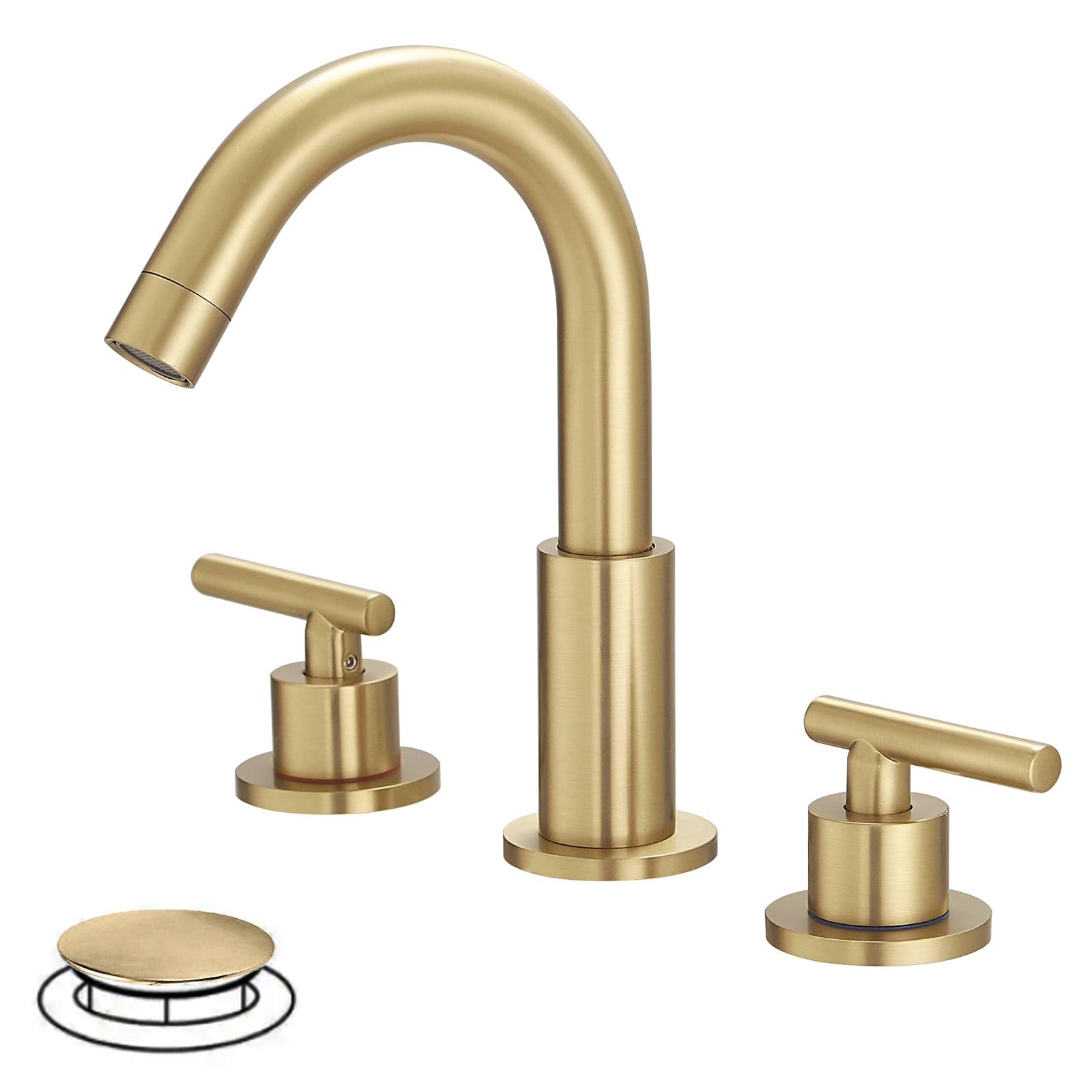 BWE 8 in. Widespread 2-Handle Mid-Arc Bathroom Faucet with Valve and cUPC Water Supply Lines