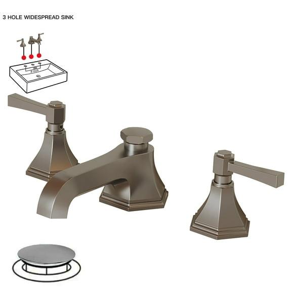 BWE 8 in. Widespread Double Handle 3 Hole Bathroom Faucet Water-Saving With Metal Drain