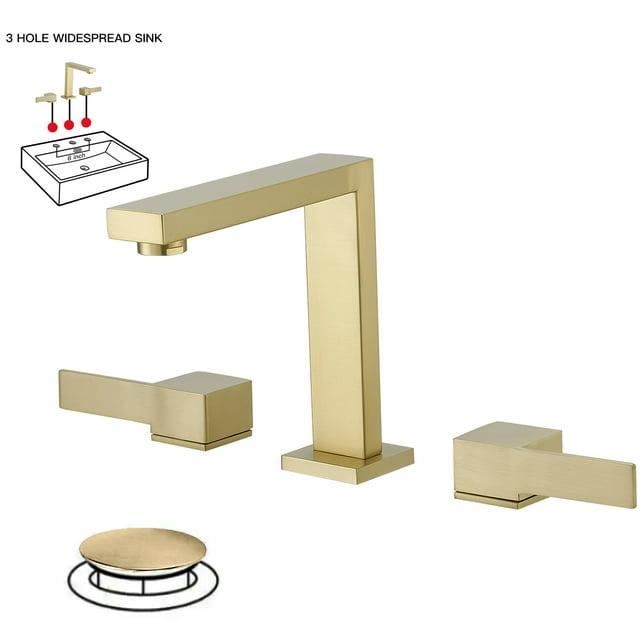 Widespread Single-handle Bathroom Faucet with Drain Assembly