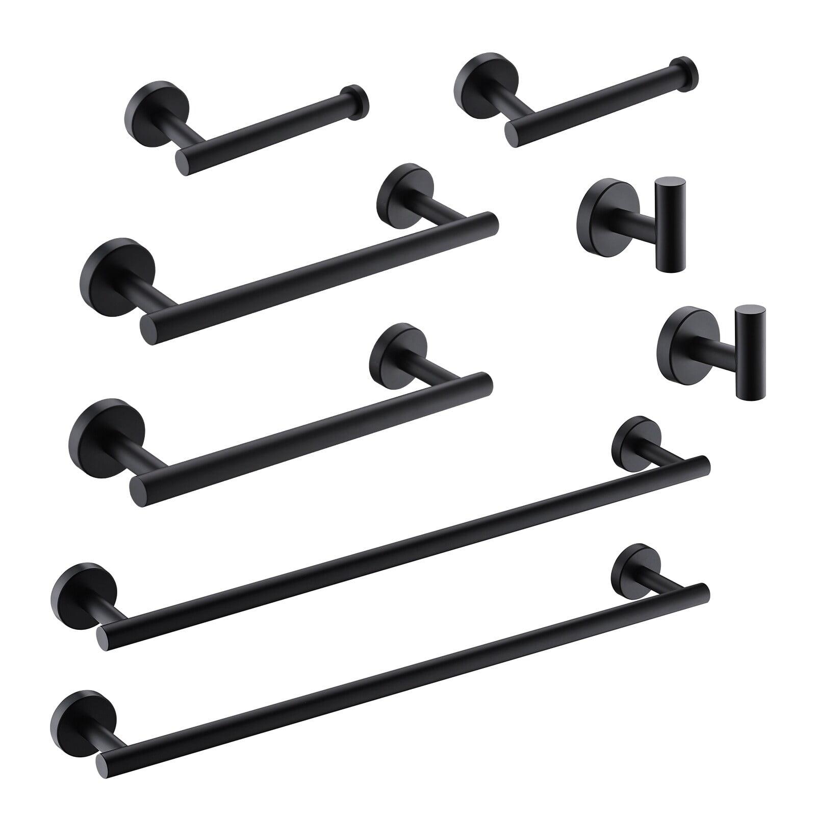 8-Piece Matte Black Stainless Steel Bathroom Accessory Set