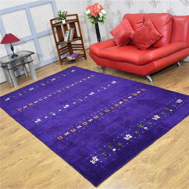 Rugsotic Carpets Handmade Rugs Hand Knotted Loom Rectangle 8'x10' Purple Silk Mix for Indoor Use