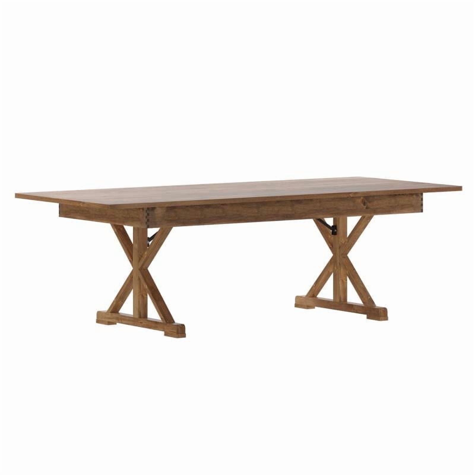 Flash Furniture Eternity Rectangular Solid Pine Farm Dining Table with Folding X-Style Legs