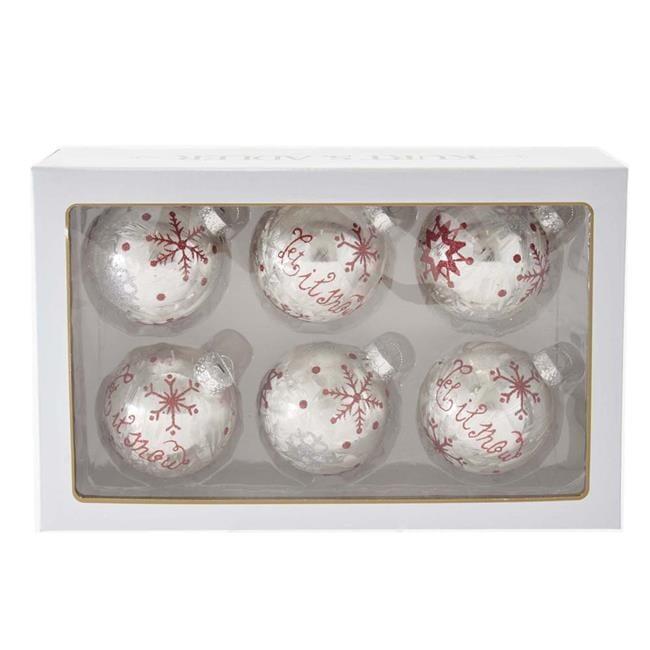 Kurt Adler Glass Christmas Ball Ornament (Set of 6)