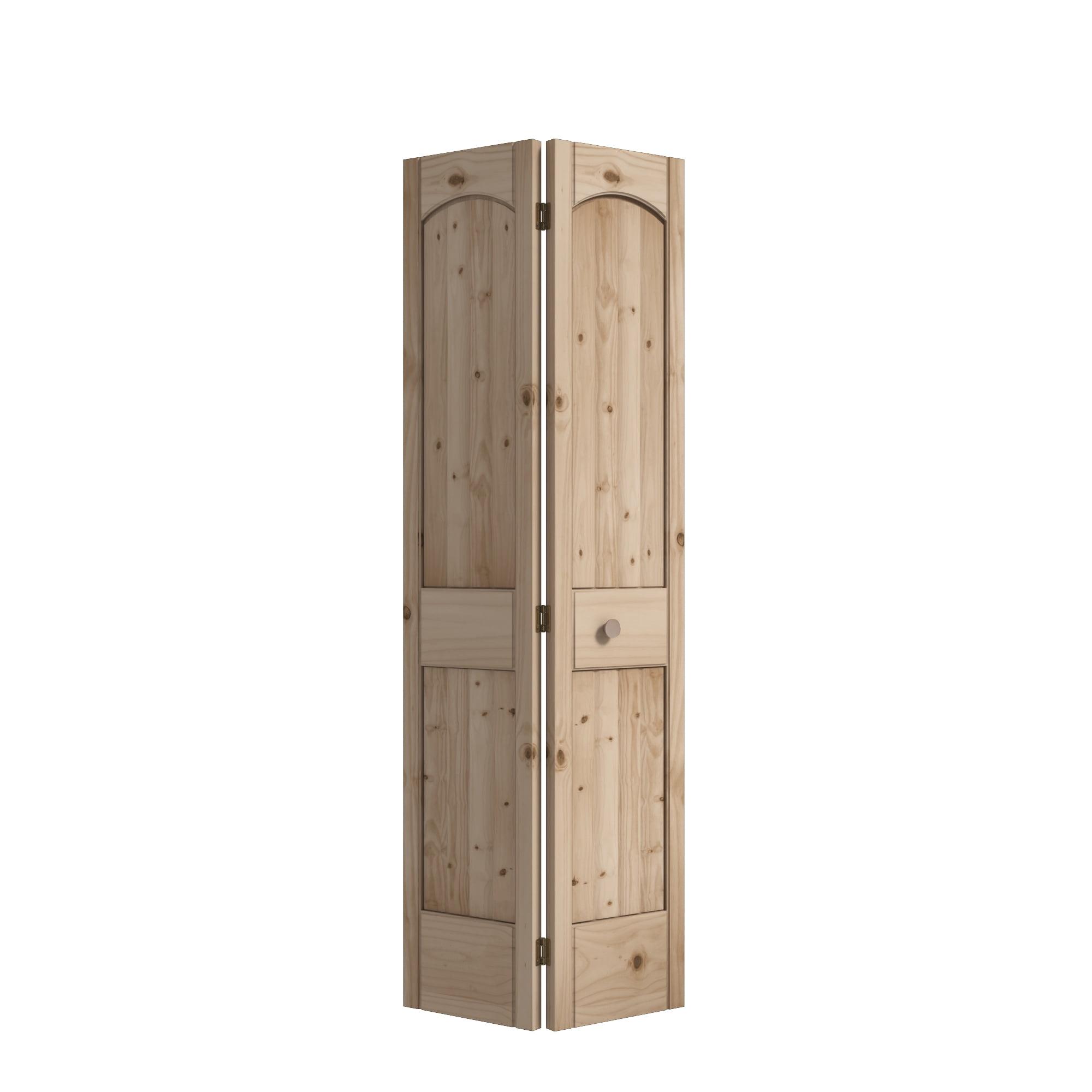 EightDoors 80-in Natural 2-panel arch top Smooth Solid core Unfinished Pine Wood Closet Bifold Door ( Hardware Included )