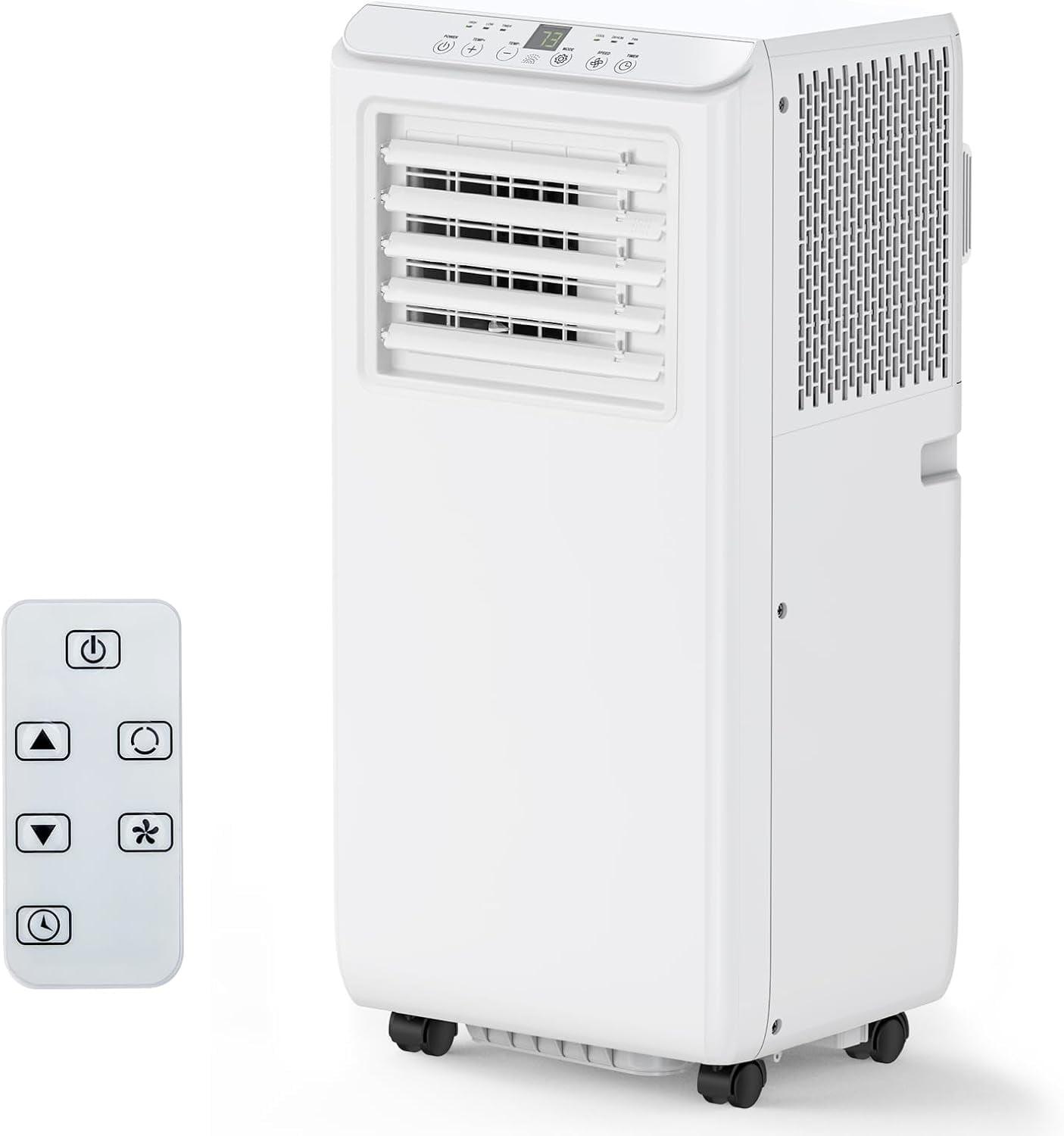 Katidap Portable Air Conditioner 8000 BTU, Cools Up to 350 sq. ft. with Remote Control, LED Touch Panel, Built-in Dehumidifier, Fan, 3 in 1 Compact Indoor AC Unit for Home Office Dorm RV.White