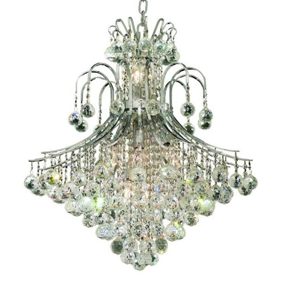 Elegant Chrome 15-Light Chandelier with Royal Cut Crystal Accents