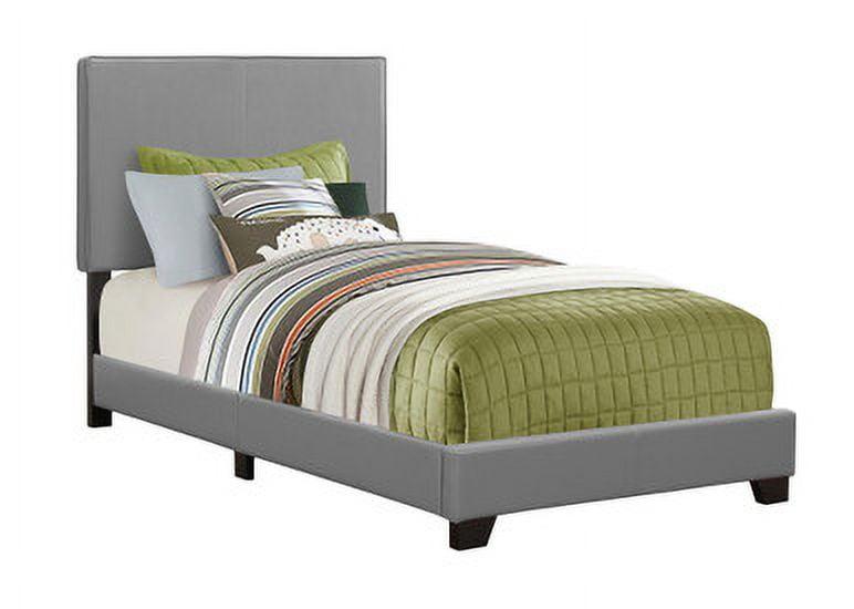 Monarch Specialties Bed Twin Size, Grey Leather Look