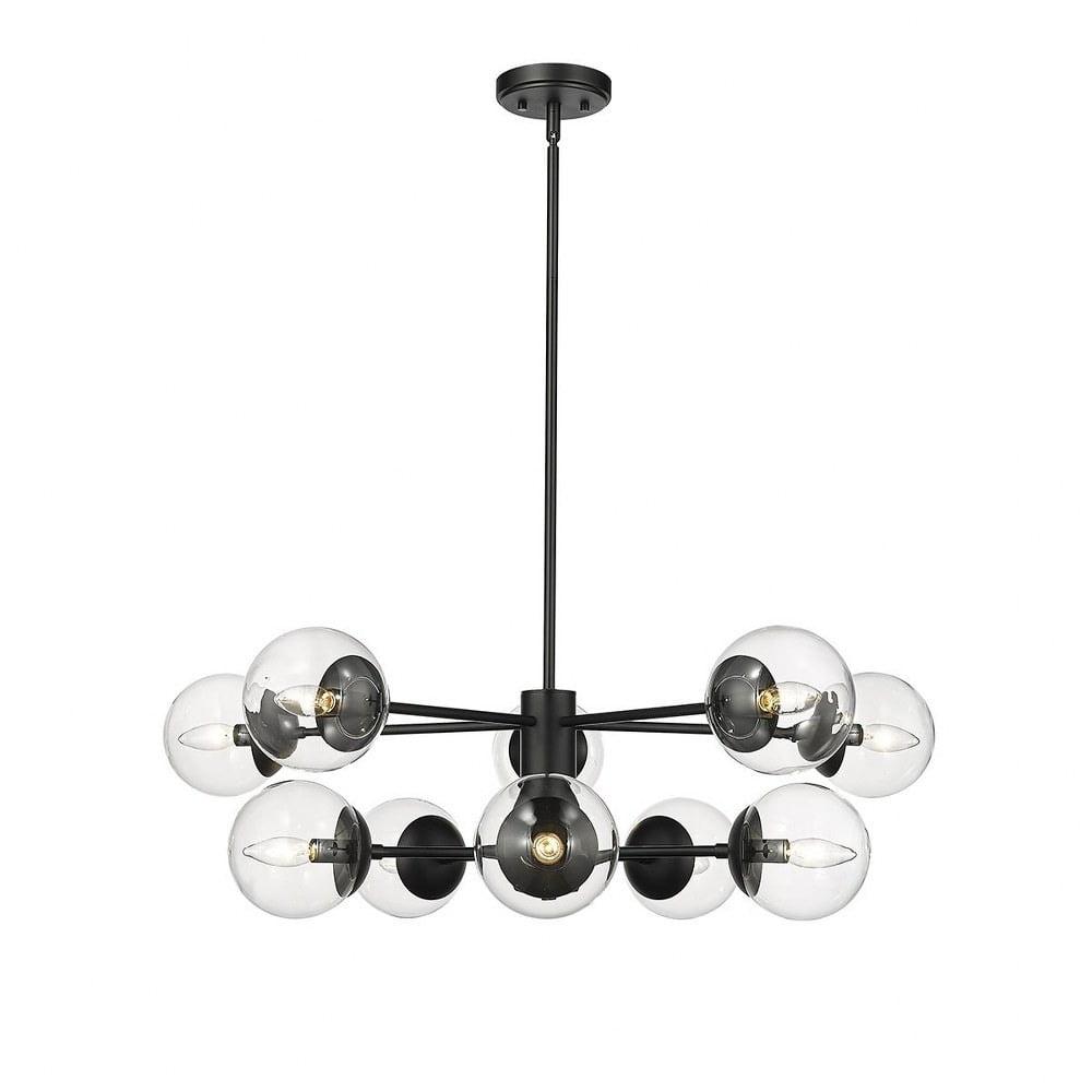 Avell Matte Black 10-Light Mid-Century Modern Chandelier