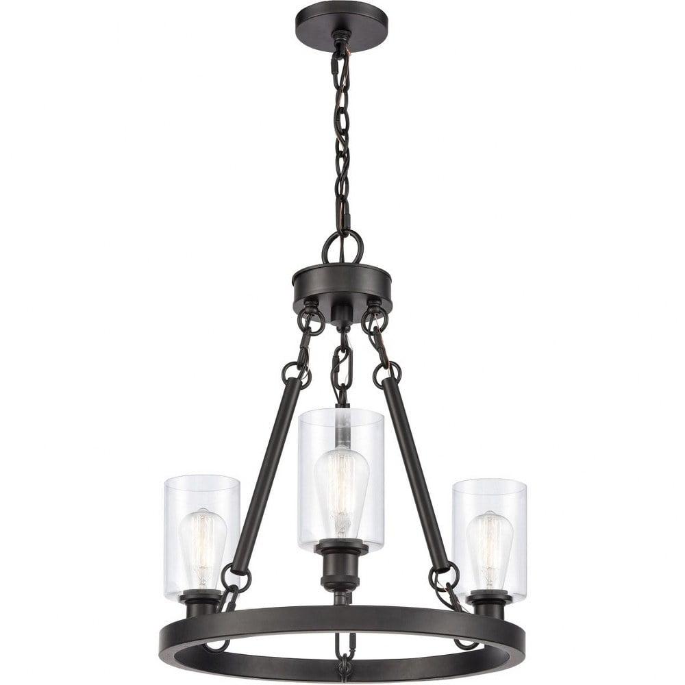 820-BK-G802-Innovations Lighting-Saloon - 3 Light Chandelier     -Traditional Installation