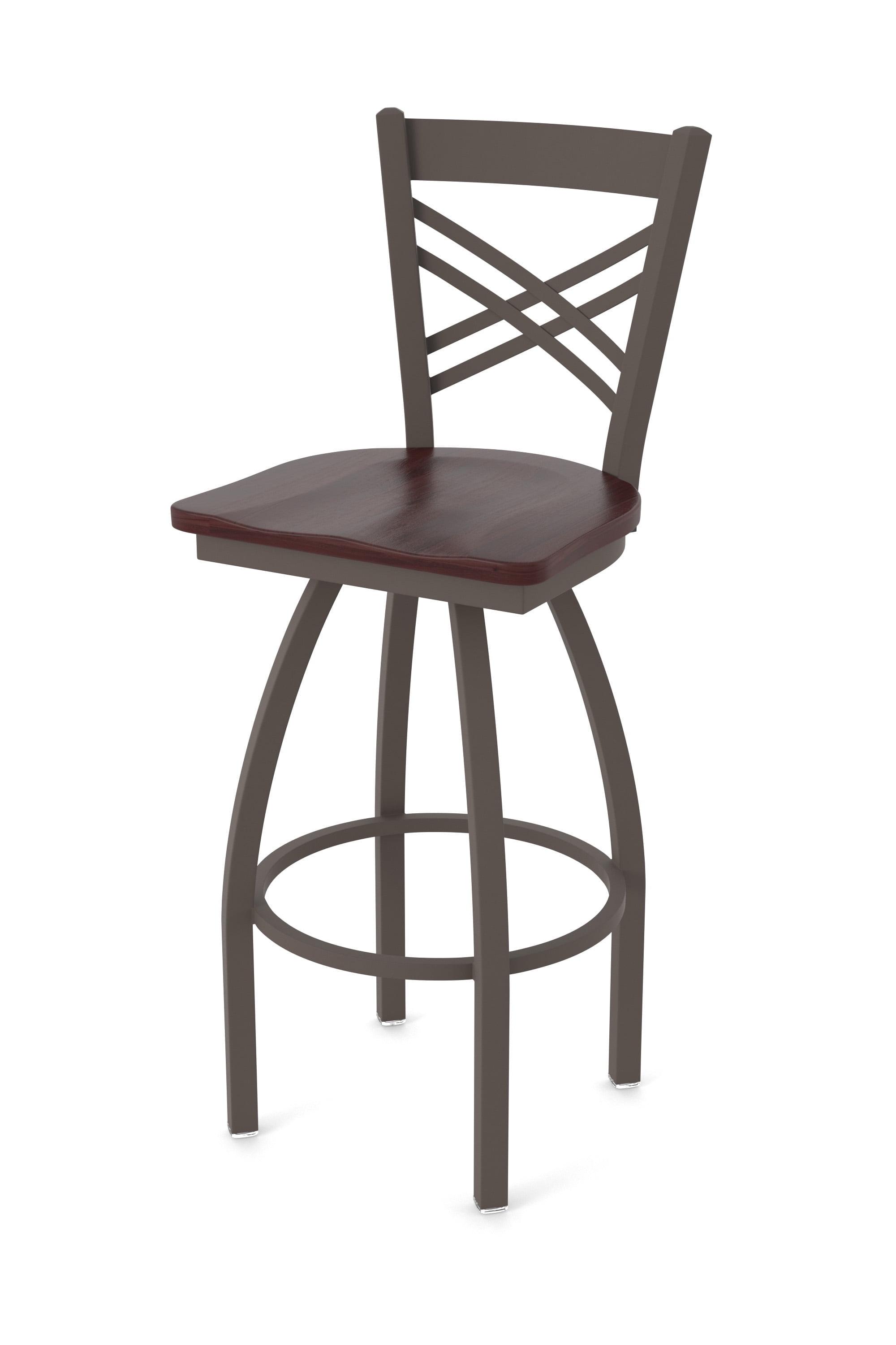 Catalina 30" Bronze Swivel Bar Stool with Dark Cherry Maple Seat