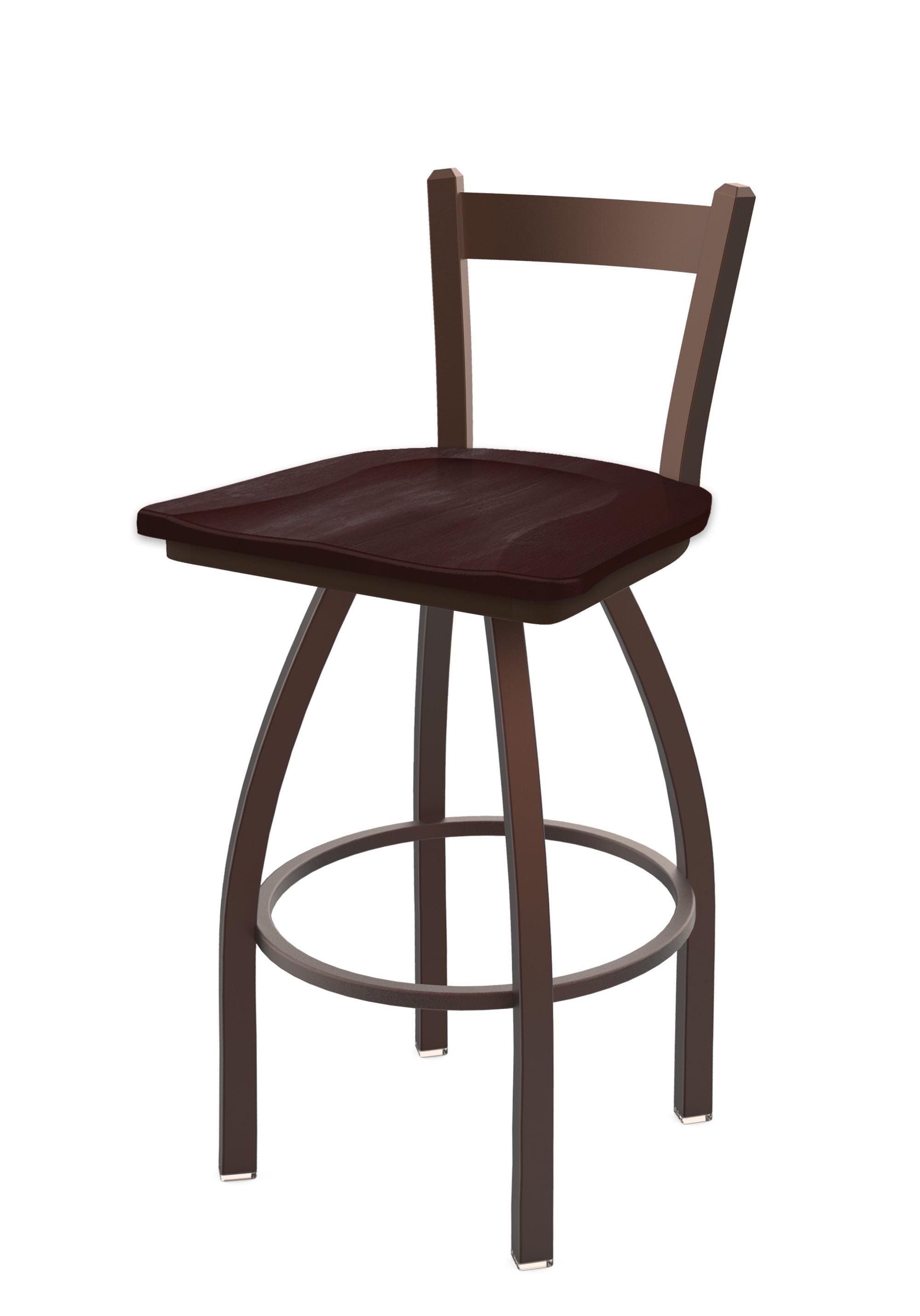 Transitional Catalina Bronze Swivel Counter Stool with Dark Cherry Maple Seat