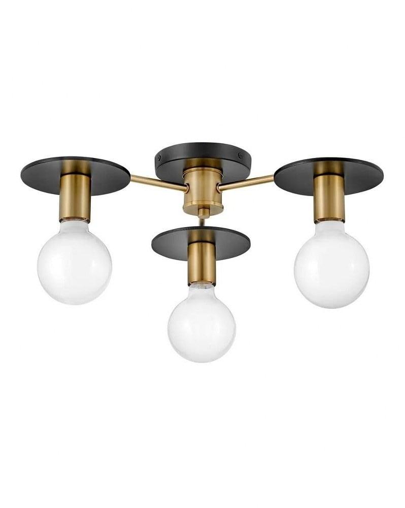 Bobbie Lacquered Brass & Black Globe 3-Light LED Chandelier