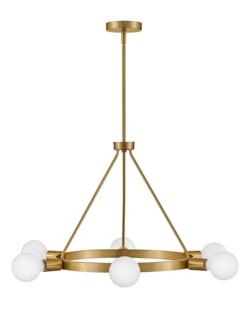 Lark Orla 6-Light Lacquered Brass Chandelier with Adjustable Height