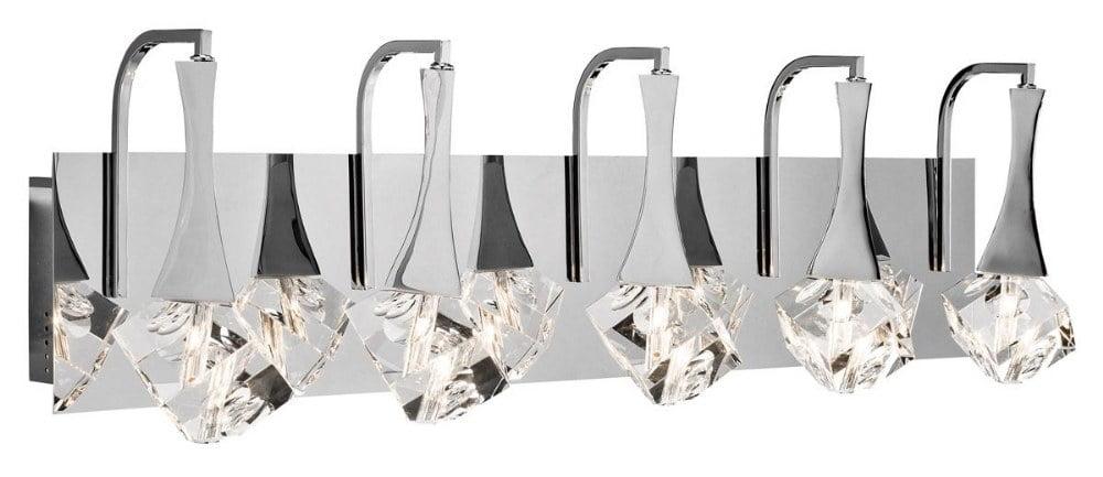 Chrome 5-Light LED Vanity with Clear Crystal Shade