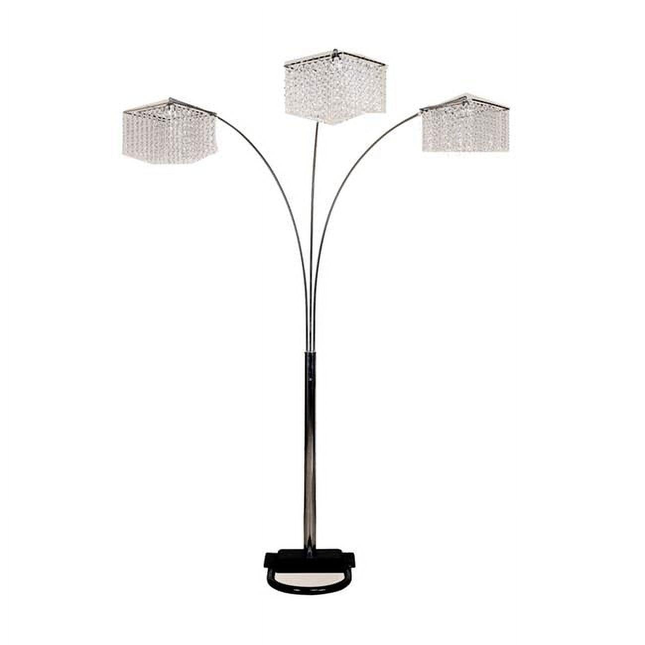 Luxurious Silver 84" Crystal-Inspired Arch Floor Lamp