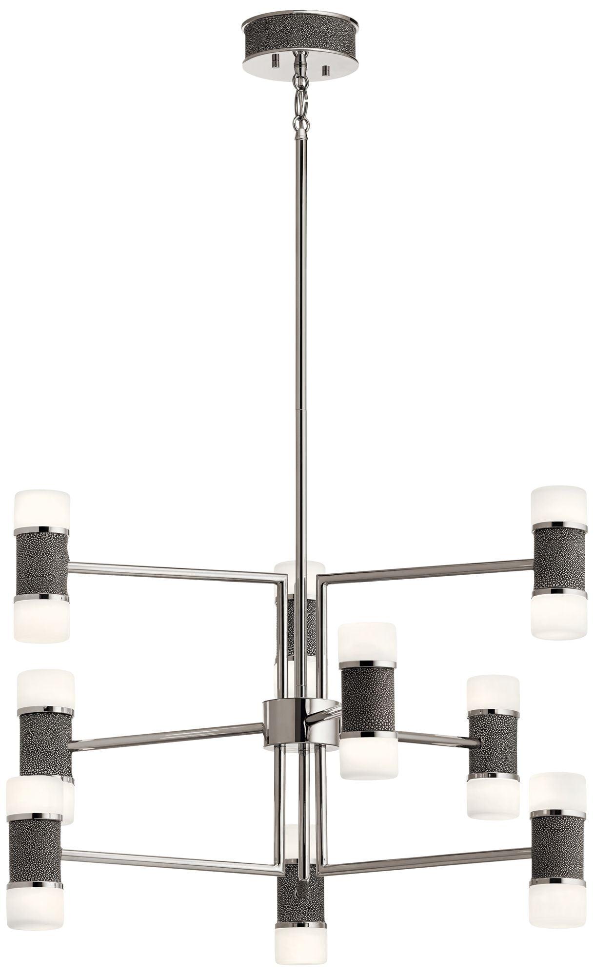 Shagreen Glass & Polished Nickel 9-Light LED Sputnik Chandelier