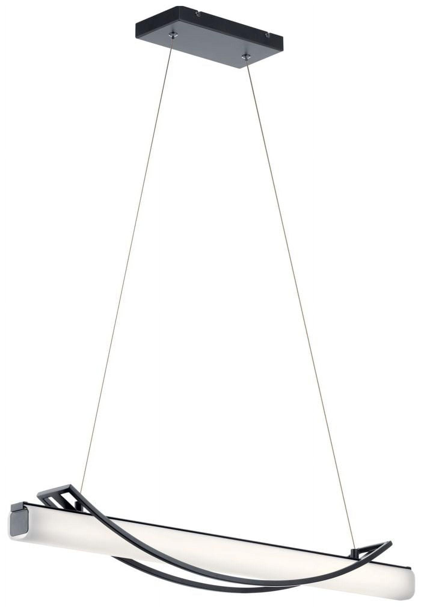 Rowan Matte Black 36" LED Linear Chandelier with Etched White Glass