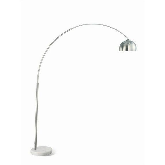85 in. Binary Switch & Marble Base Floor Lamp with Arched Body, Silver, Chrome & White