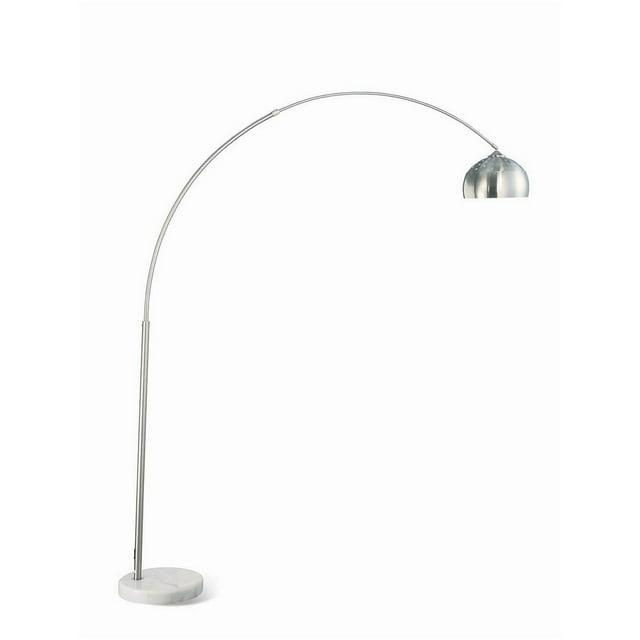 85 in. Binary Switch & Marble Base Floor Lamp with Arched Body, Silver, Chrome & White