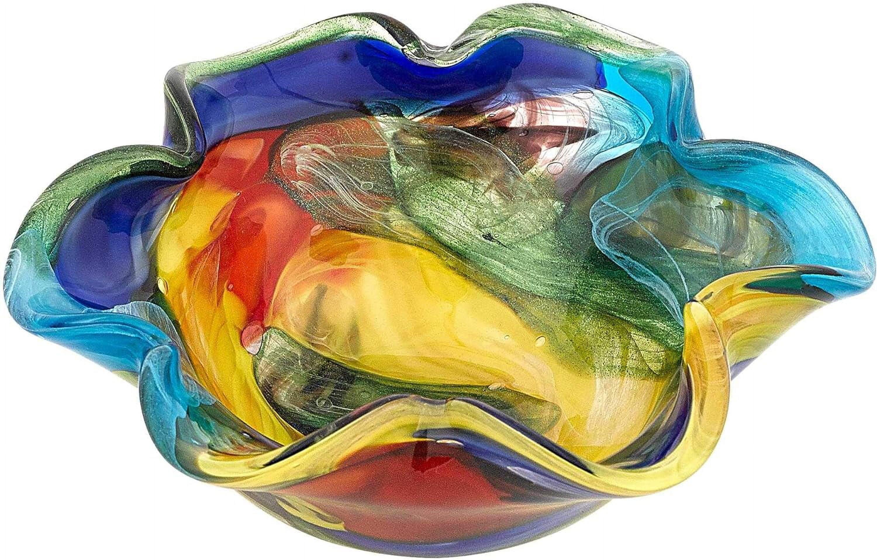 Multicolor Art Glass Floppy Centerpiece Dessert Bowl