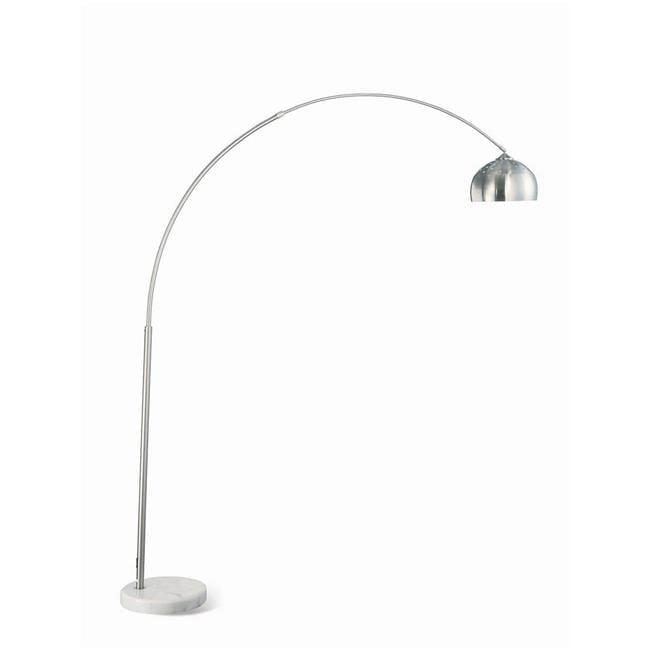 85 in. Binary Switch & Marble Base Floor Lamp with Arched Body, Silver, Chrome & White