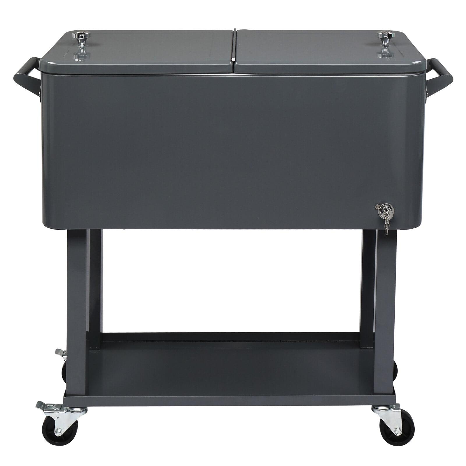 80QT Rectangular Plastic Box Iron Foot Tube Refrigeration and Insulation Cart Dark Grey