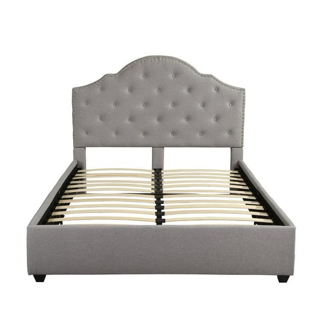 87" Ash Gray Contemporary Handcrafted Queen Size Bed Frame