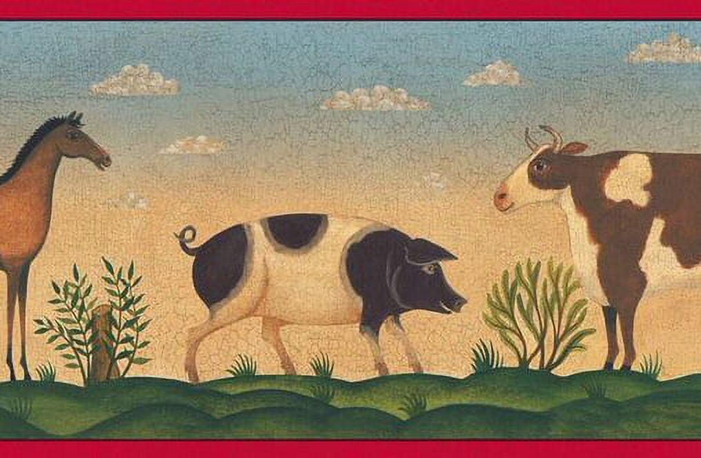 879194 Primitive Folk Art Animals Wallpaper Border 250b69201