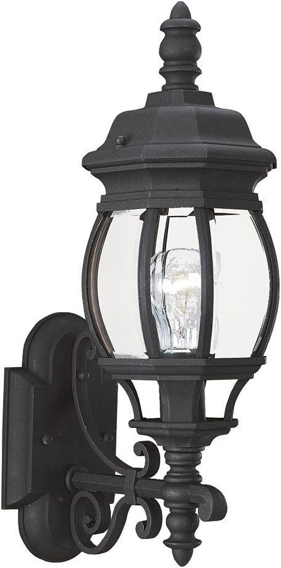 Black Aluminum Outdoor Wall Lantern with Clear Beveled Glass