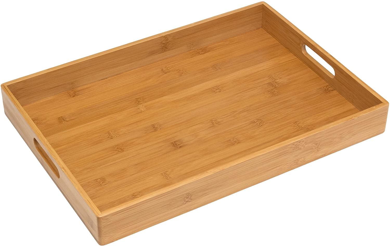 Elegant Bamboo Wood Serving Tray, 19.75" x 13.75"