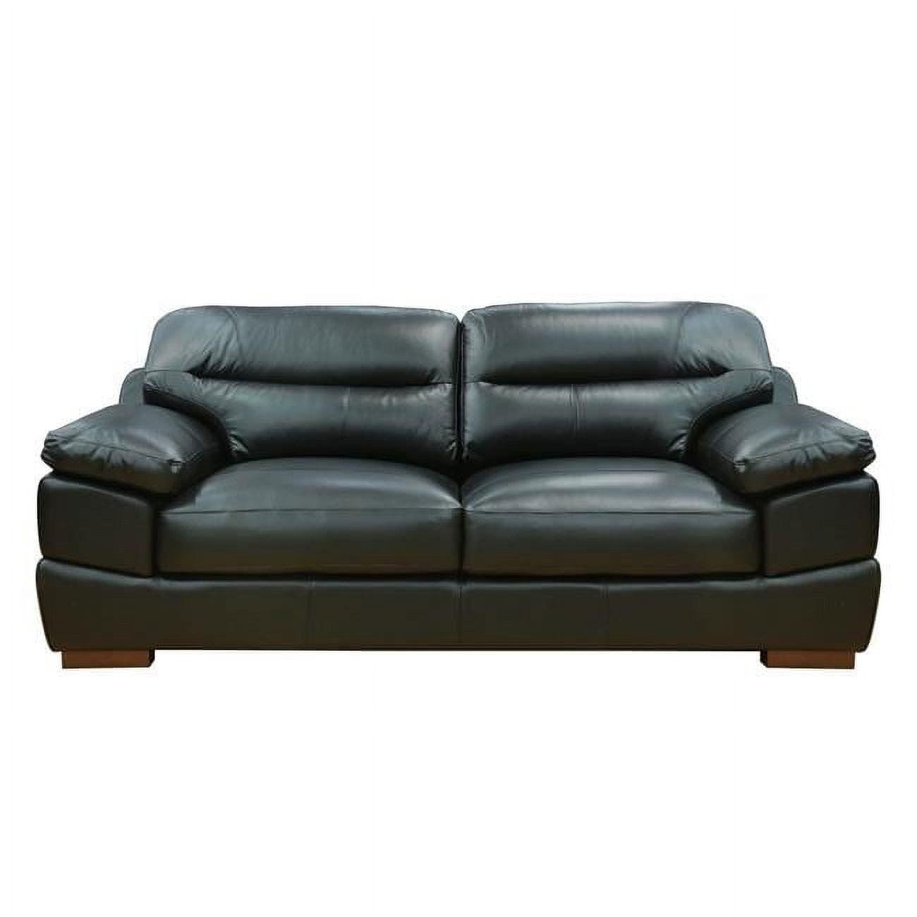 Sunset Trading Jayson 89" Wide Top Grain Leather Sofa | Black